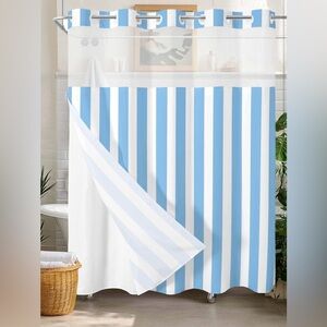 New!Blue and White Striped Shower Curtain